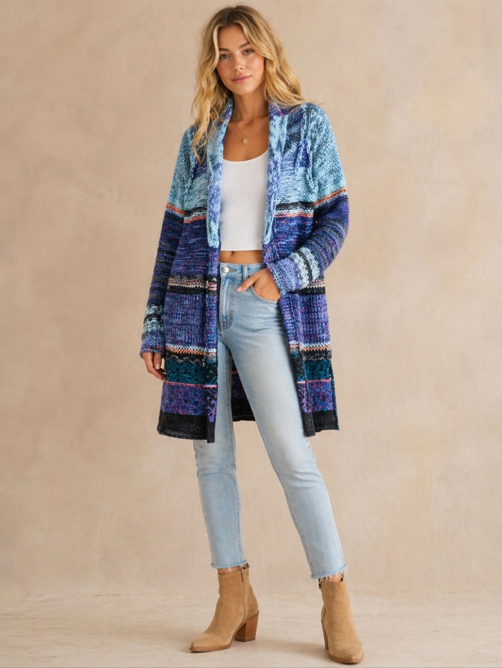 FREE PEOPLE Rock Candy Kryptonite Patchwork Cardigan Sweater